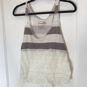 FREE PEOPLE striped lace tank